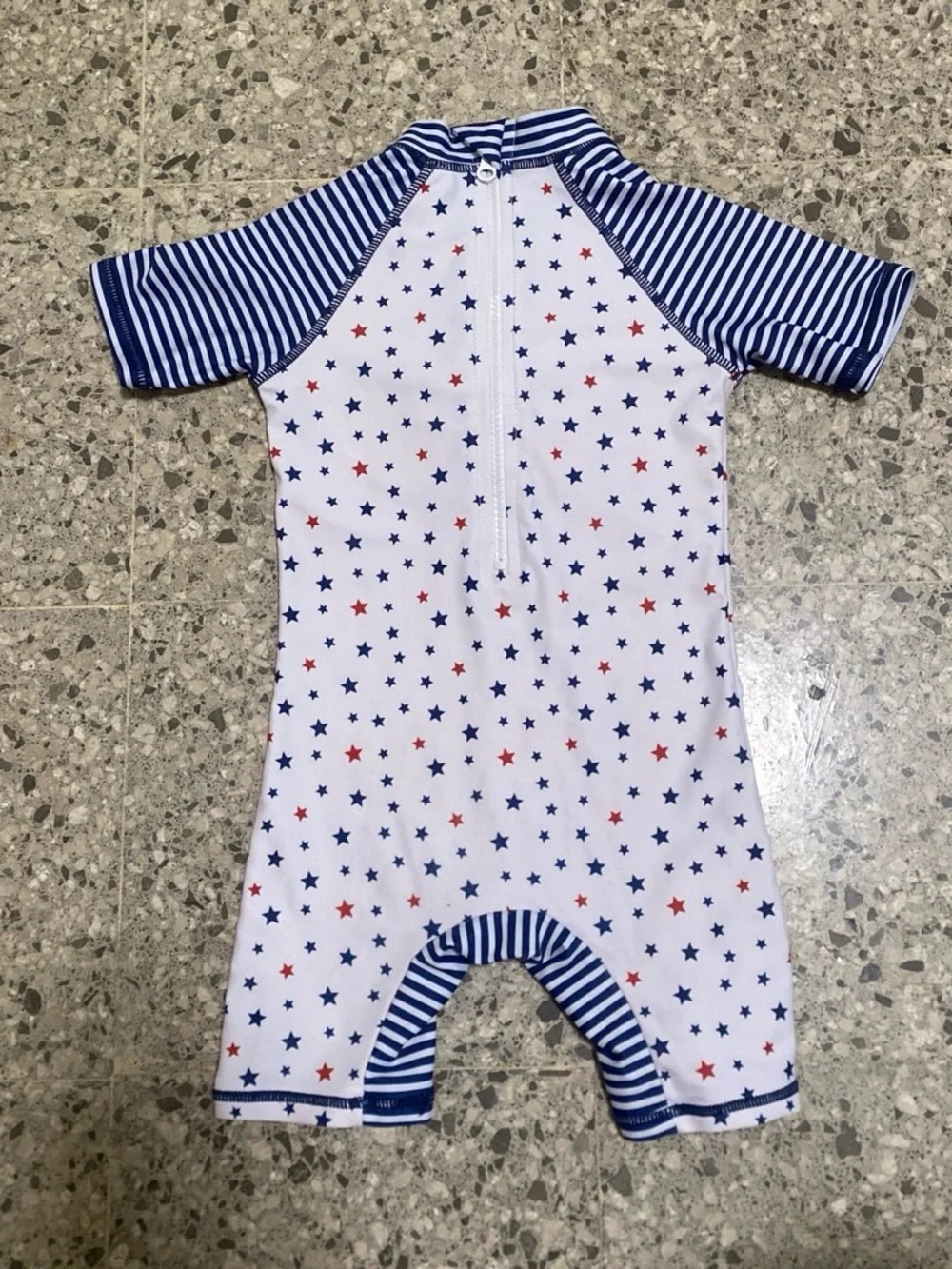 Girls Navy & White Star One-Piece Swimsuit with Red Heart
